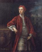 Jonathan Richardson Richard Boyle 3rd Earl of Burlington,with the Bagnio at Chiswick House,Middlesex Sweden oil painting artist